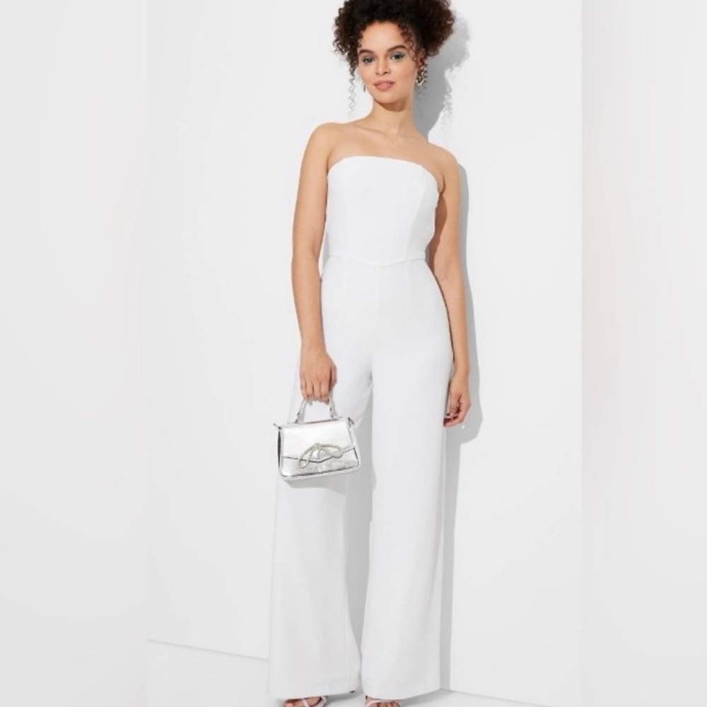(Wild Fable) “NWT” White Wide Leg Tube Jumpsuit Optional Straps - XXS